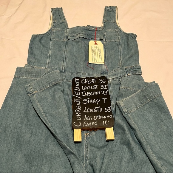 CURRENT/ELLIOTT THE DWELLER OVERALL COLOR JONI SIZE 3 (L) WIDE LEG DENIM. NWT. - Picture 9 of 16